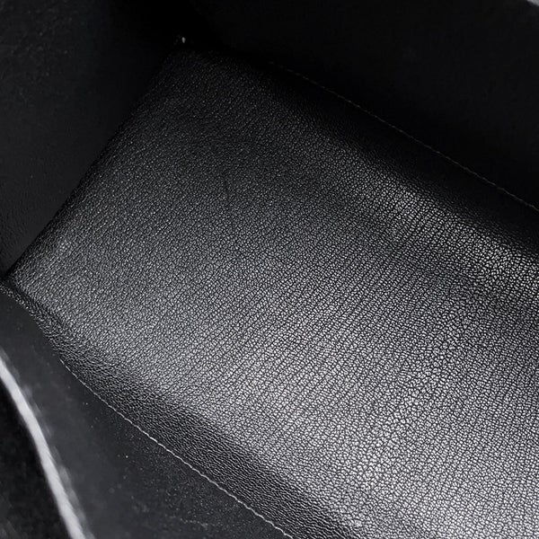 エルメス ハンドバッグ ケリー28 外縫い ブラック/シルバー金具 エプソン B刻印 ２wayショルダー 黒