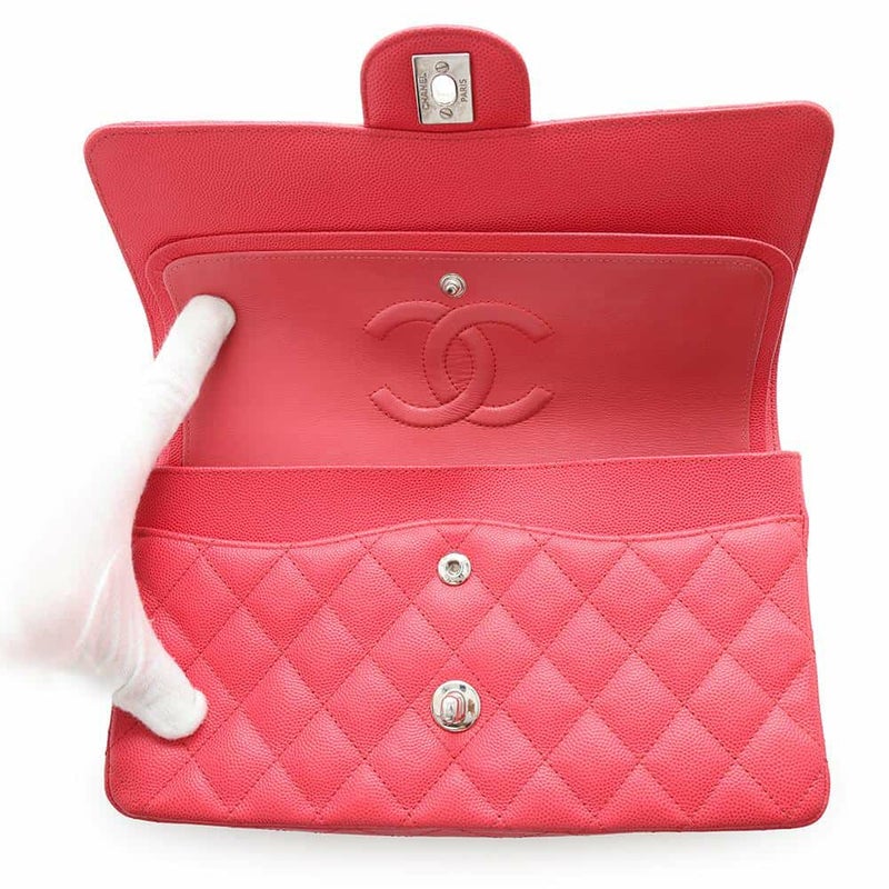 シャネル チェーンショルダーバッグ マトラッセ25 ココマーク キャビアスキン ダブルチェーン A01112 CHANEL