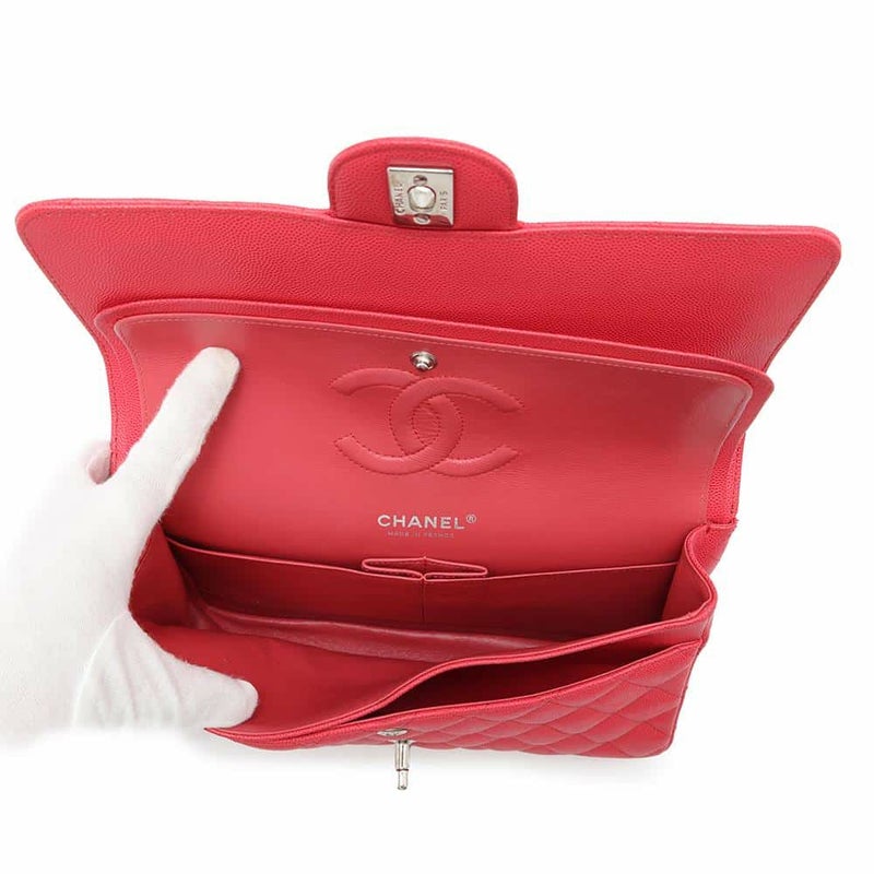 シャネル チェーンショルダーバッグ マトラッセ25 ココマーク キャビアスキン ダブルチェーン A01112 CHANEL