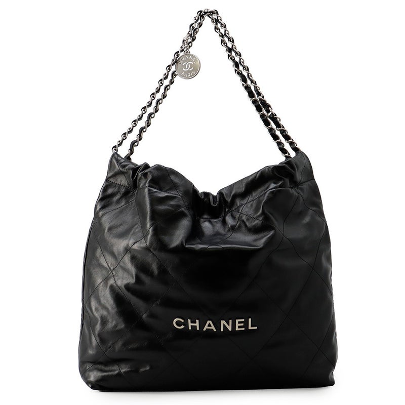 シャネル チェーンショルダーバッグ CHANEL 22 マトラッセ スモール シャイニーカーフレザー AS3261 ポーチ付き 黒