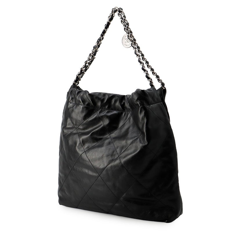 シャネル チェーンショルダーバッグ CHANEL 22 マトラッセ スモール シャイニーカーフレザー AS3261 ポーチ付き 黒