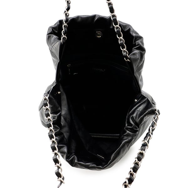 シャネル チェーンショルダーバッグ CHANEL 22 マトラッセ スモール シャイニーカーフレザー AS3261 ポーチ付き 黒