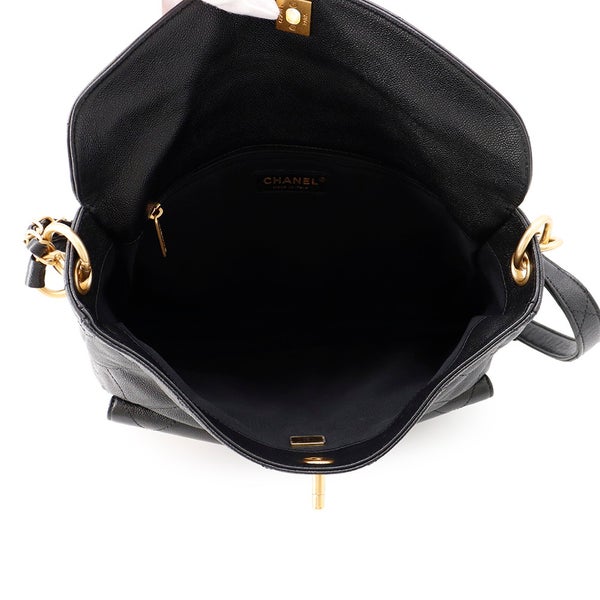シャネル ショルダーバッグ ココマーク マトラッセ ホーボーバッグ キャビアスキン AS5384 CHANEL 2way 黒