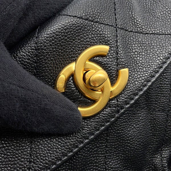 シャネル ショルダーバッグ ココマーク マトラッセ ホーボーバッグ キャビアスキン AS5384 CHANEL 2way 黒