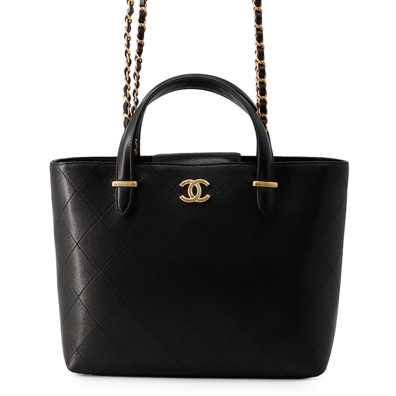 シャネル トートバッグ マトラッセ ココマーク キャビアスキン AS5777 CHANEL 2wayショルダーバッグ 黒