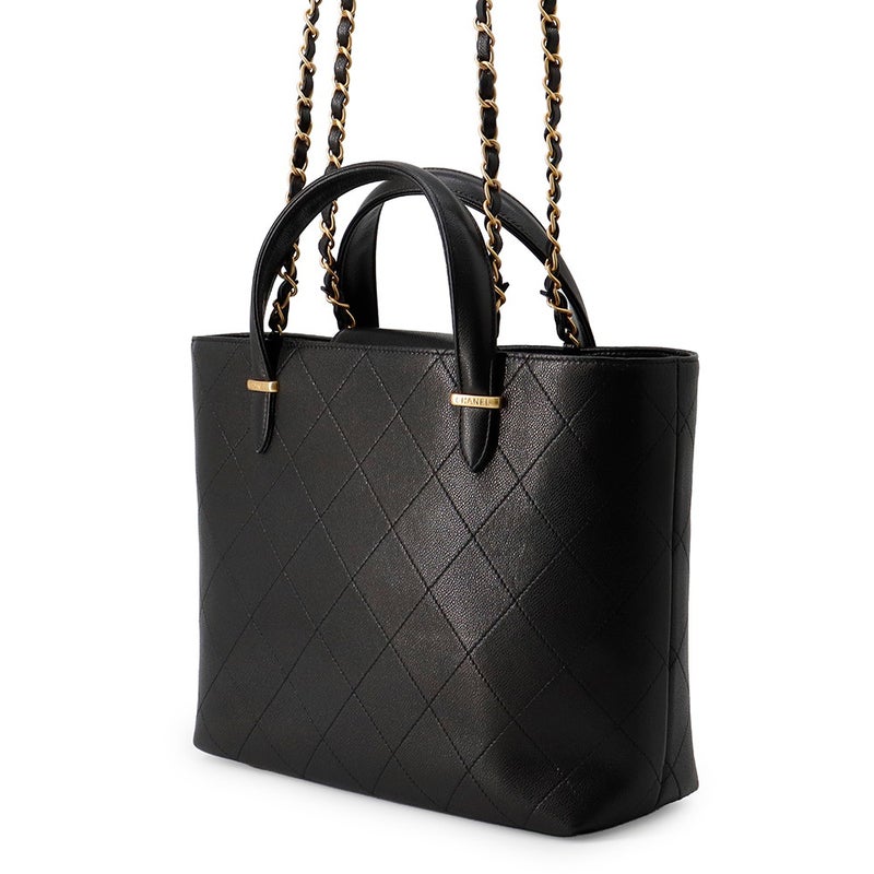 シャネル トートバッグ マトラッセ ココマーク キャビアスキン AS5777 CHANEL 2wayショルダーバッグ 黒