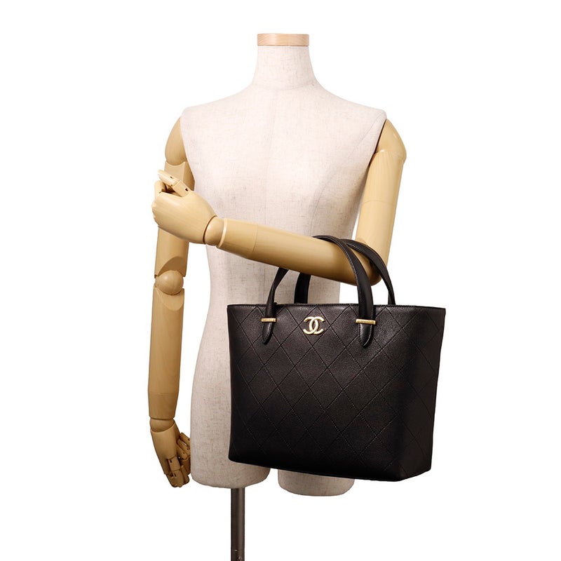 シャネル トートバッグ マトラッセ ココマーク キャビアスキン AS5777 CHANEL 2wayショルダーバッグ 黒