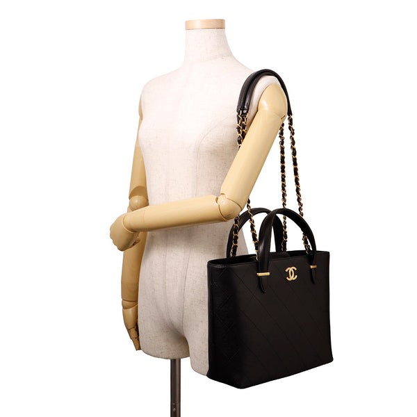 シャネル トートバッグ マトラッセ ココマーク キャビアスキン AS5777 CHANEL 2wayショルダーバッグ 黒