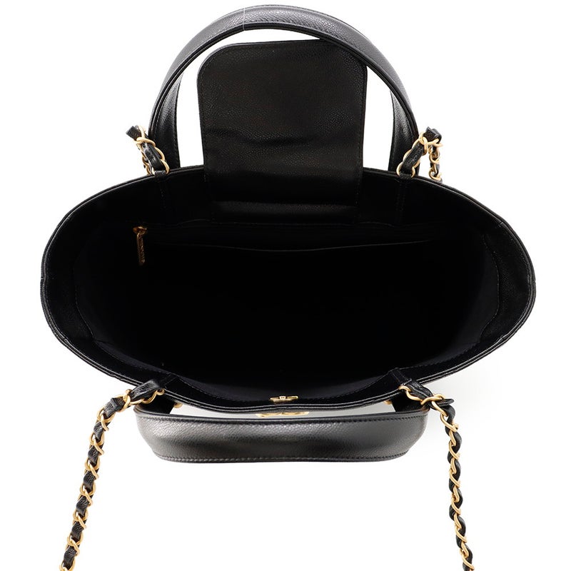シャネル トートバッグ マトラッセ ココマーク キャビアスキン AS5777 CHANEL 2wayショルダーバッグ 黒
