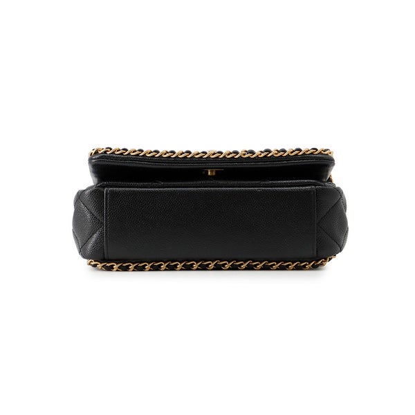 シャネル チェーンショルダーバッグ マトラッセ ココマーク Wチェーン キャビアスキン AS3467 CHANEL 黒