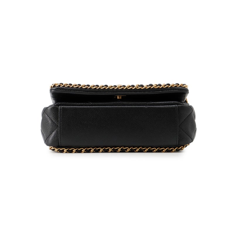 シャネル チェーンショルダーバッグ マトラッセ ココマーク Wチェーン キャビアスキン AS3467 CHANEL 黒