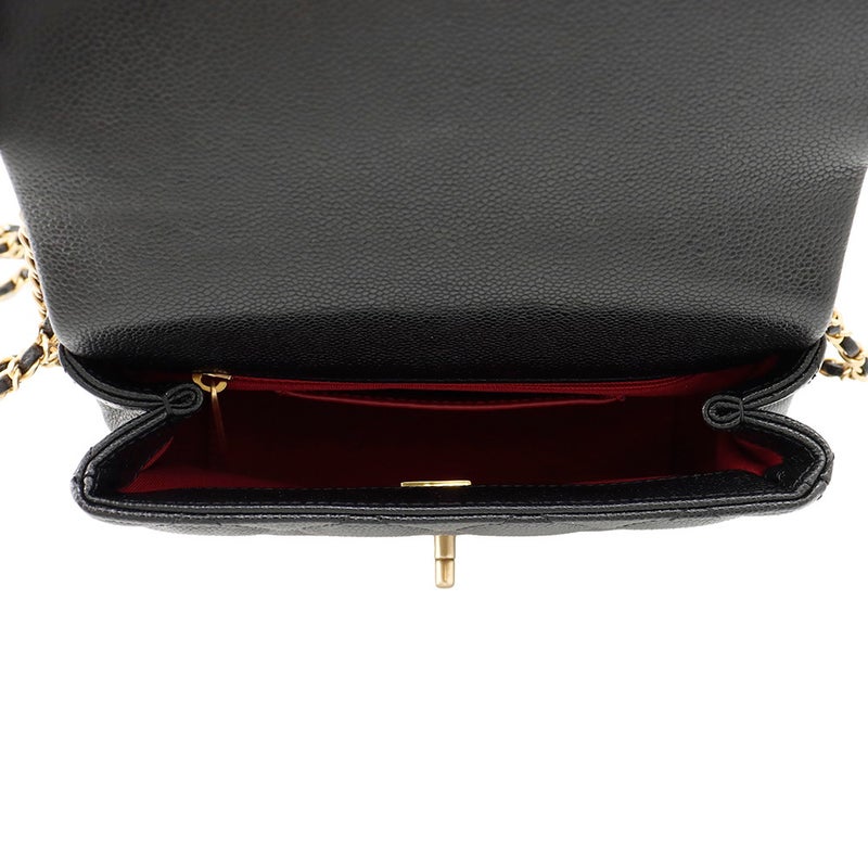 シャネル チェーンショルダーバッグ マトラッセ ココマーク Wチェーン キャビアスキン AS3467 CHANEL 黒
