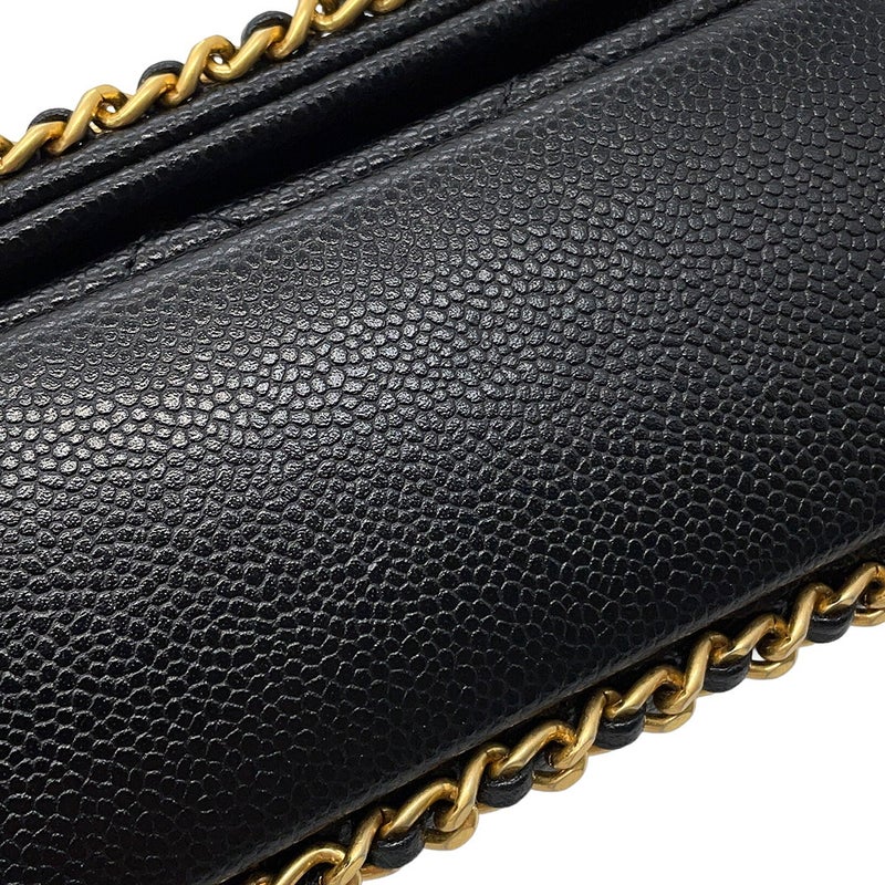 シャネル チェーンショルダーバッグ マトラッセ ココマーク Wチェーン キャビアスキン AS3467 CHANEL 黒