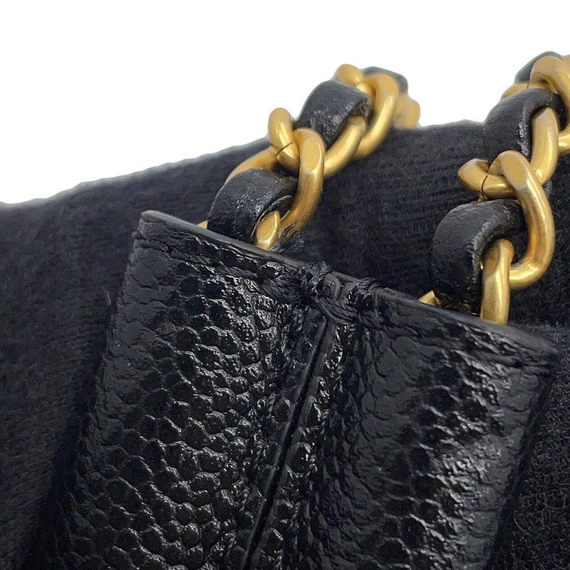 シャネル チェーンショルダーバッグ マトラッセ ココマーク Wチェーン キャビアスキン AS3467 CHANEL 黒