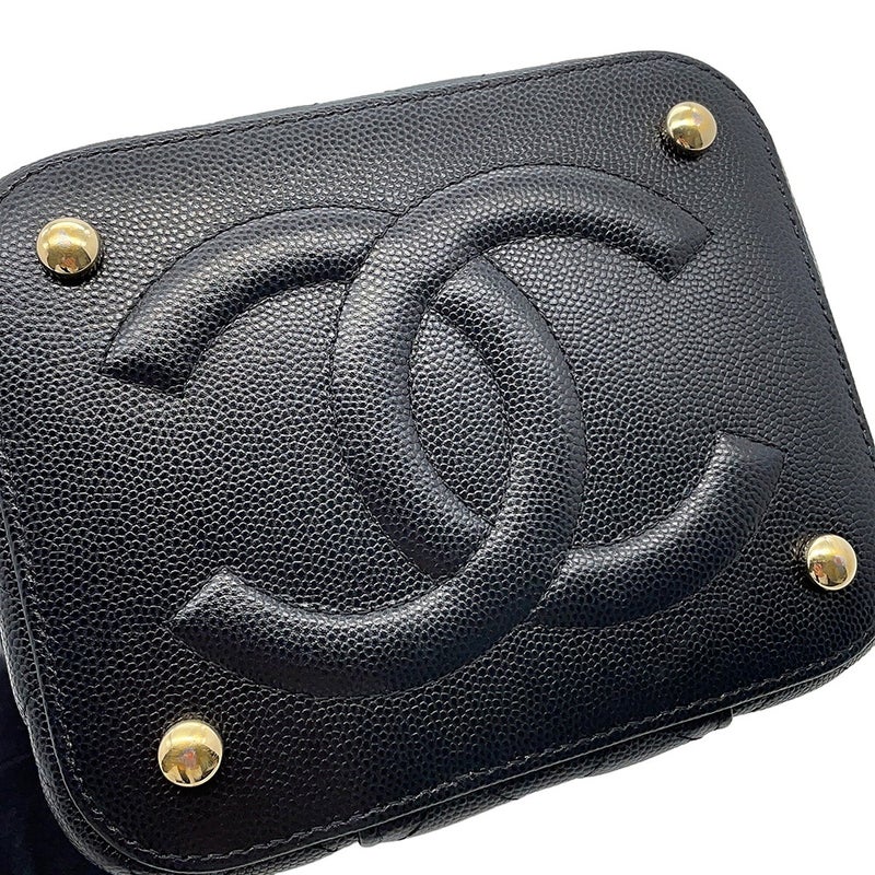 シャネル チェーンショルダーバッグ ココマーク マトラッセ バニティ キャビアスキン AS2362 CHANEL ヴァニティ 黒