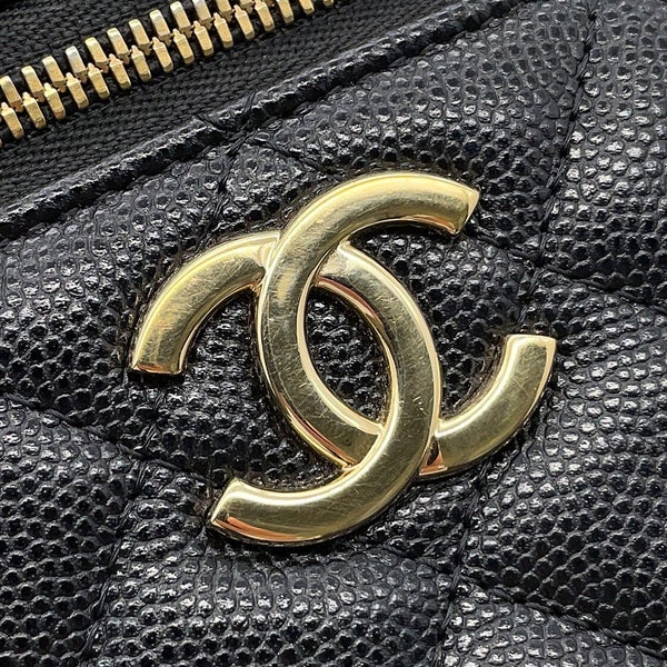 シャネル チェーンショルダーバッグ ココマーク マトラッセ バニティ キャビアスキン AS2362 CHANEL ヴァニティ 黒