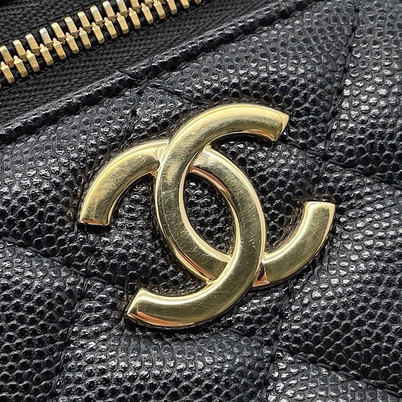 シャネル チェーンショルダーバッグ ココマーク マトラッセ バニティ キャビアスキン AS2362 CHANEL ヴァニティ 黒