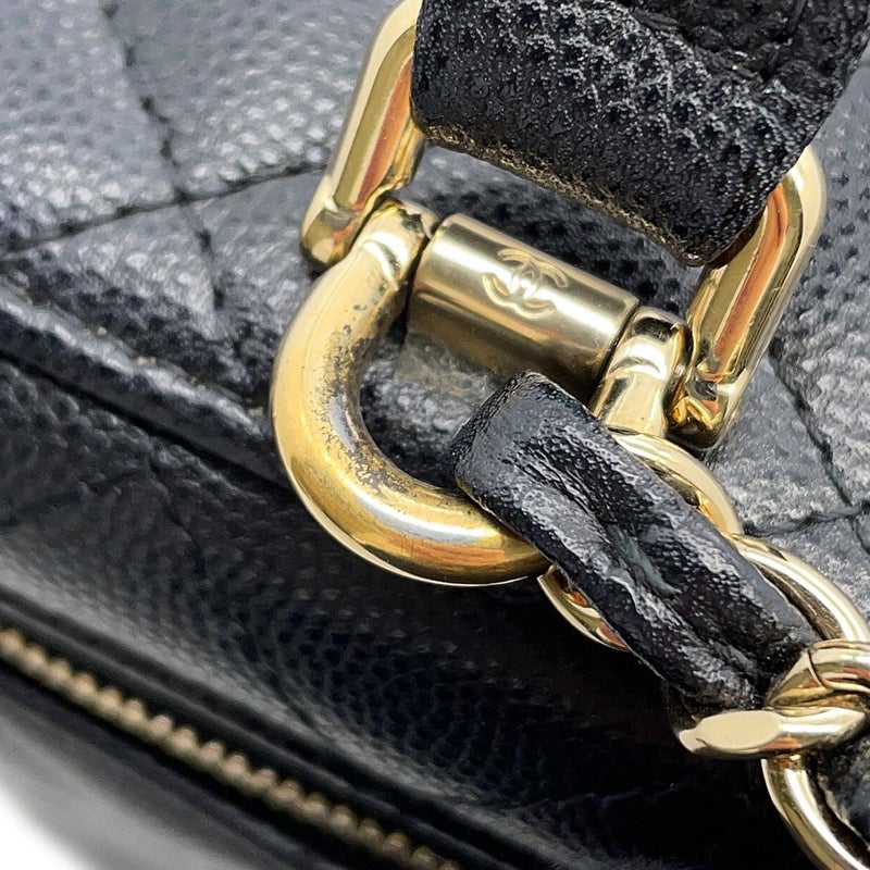 シャネル チェーンショルダーバッグ ココマーク マトラッセ バニティ キャビアスキン AS2362 CHANEL ヴァニティ 黒