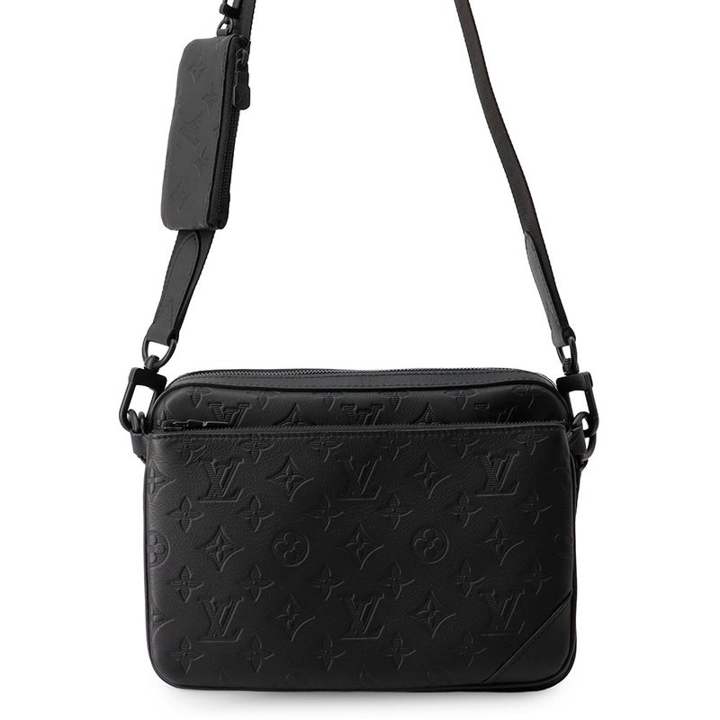 ルイヴィトン ショルダーバッグ モノグラム・シャドウ トリオ・メッセンジャー M46602 LOUIS VUITTON ブラック 黒