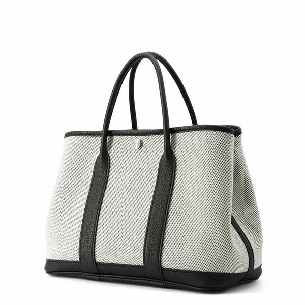 エルメス ガーデンパーティTPM エクリュ/ブラック/シルバー金具 ネゴンダ/トワルアッシュ Y刻印 黒