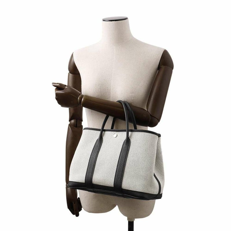 エルメス ガーデンパーティTPM エクリュ/ブラック/シルバー金具 ネゴンダ/トワルアッシュ Y刻印 黒