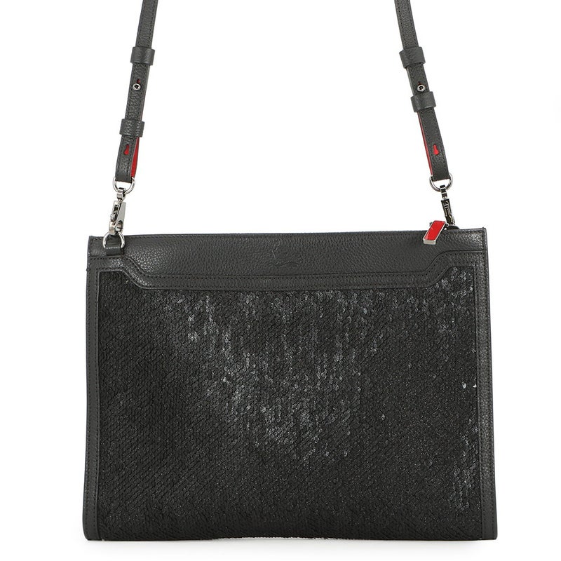 クリスチャン・ルブタン ショルダーバッグ スカイポーチ スパンコール レザー Christian Louboutin 2wayクラッチバッグ 黒