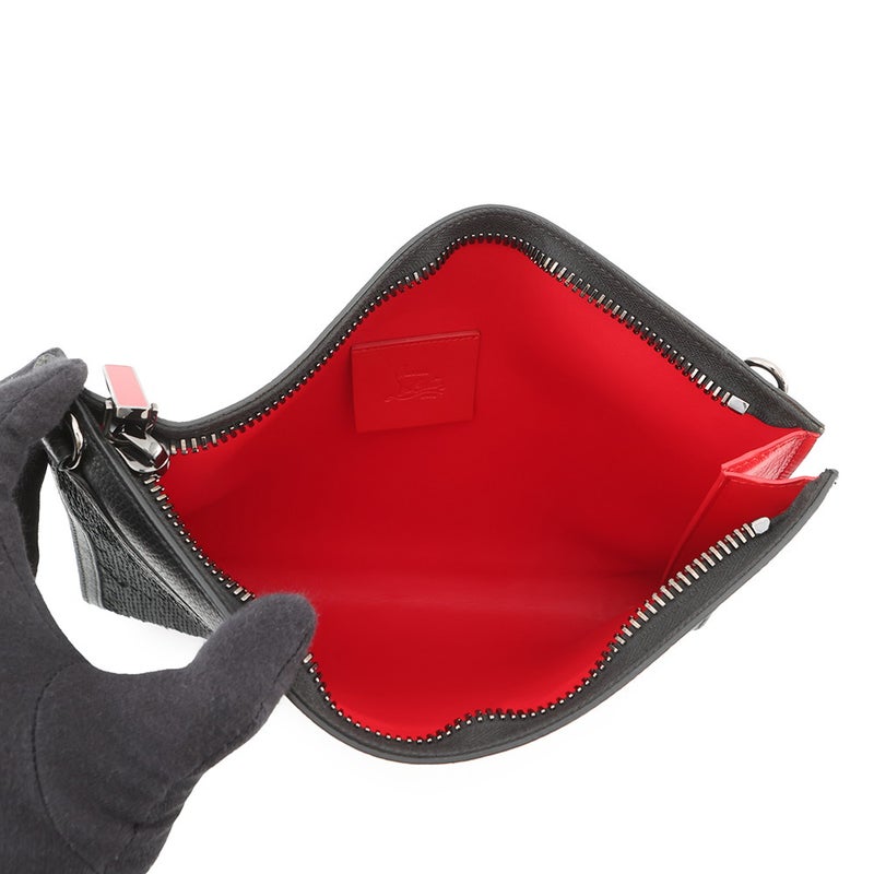 クリスチャン・ルブタン ショルダーバッグ スカイポーチ スパンコール レザー Christian Louboutin 2wayクラッチバッグ 黒