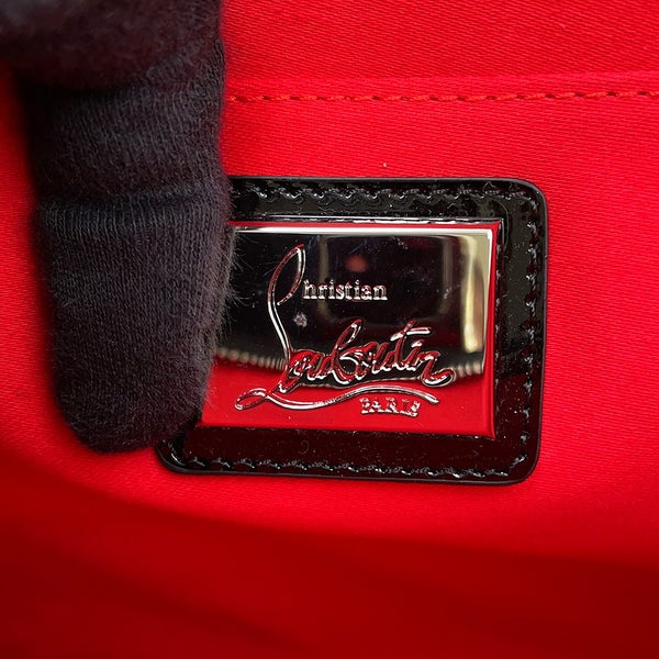 クリスチャン・ルブタン ショルダーバッグ スタッズ パテントレザー Christian Louboutin 2wayクラッチバッグ 黒