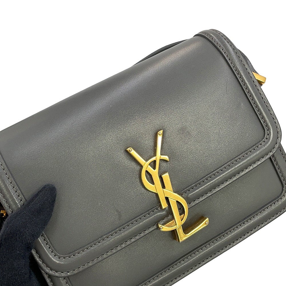 【中古】SAINT LAURENT PARIS サンローランパリ ソルフェリーノ スモール サッチェル ショルダーバッグ 肩掛け 斜め掛け YSLロゴ カーフ ダークグリーン ゴールド金具 634306 レディース 【ブランドギャラリー東心斎橋店】 サンローランパリ ショルダーバッグ ソルフェリーノ スモール
