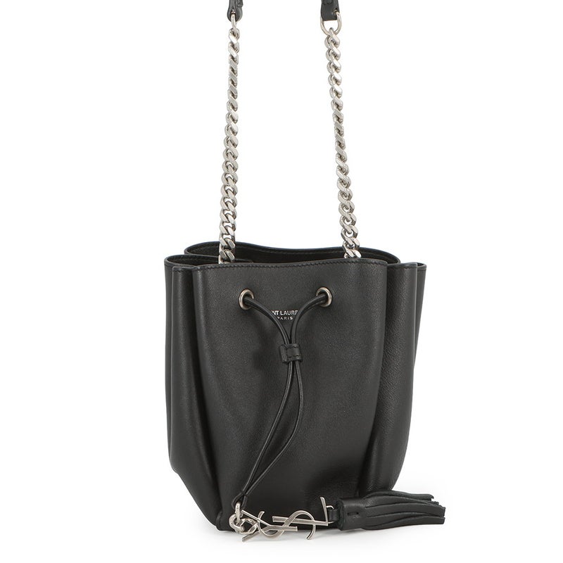 サンローランパリ ショルダーバッグ モノグラム ブールス ミニバケットバッグ レザー 394455 SAINT LAURENT PARIS 黒