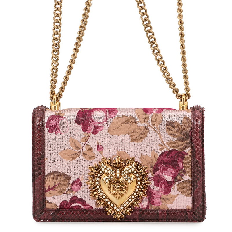 ドルチェ＆ガッバーナ チェーンショルダーバッグ ディヴォーション ハート フラワー柄 パイソン DOLCE&GABBANA 2way