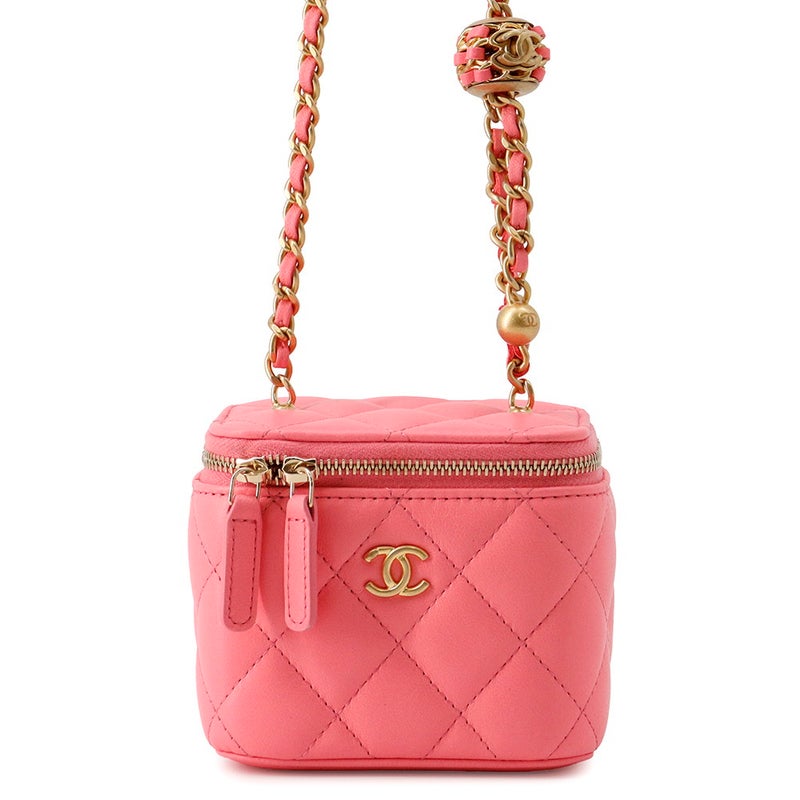 シャネル チェーンショルダーバッグ ココマーク マトラッセ ココボール バニティバッグ スモール  ラムスキン AP1447 CHANEL