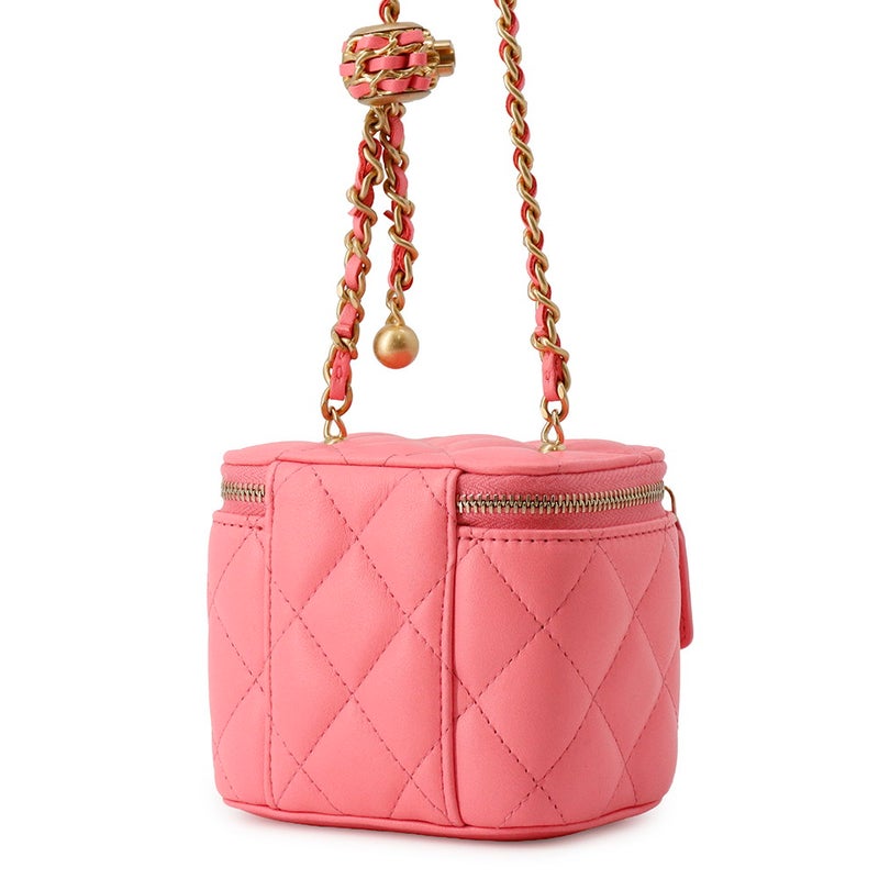 シャネル チェーンショルダーバッグ ココマーク マトラッセ ココボール バニティバッグ スモール  ラムスキン AP1447 CHANEL