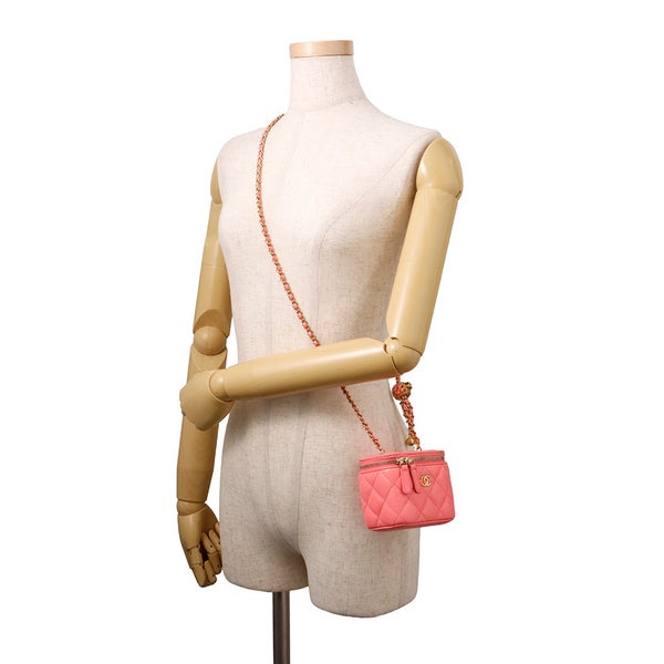 シャネル チェーンショルダーバッグ ココマーク マトラッセ ココボール バニティバッグ スモール  ラムスキン AP1447 CHANEL