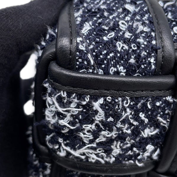 ボッテガヴェネタ ショルダーバッグ ブリックカセット マキシイントレチャート ツイード レザー BOTTEGA VENETA バッグ 黒