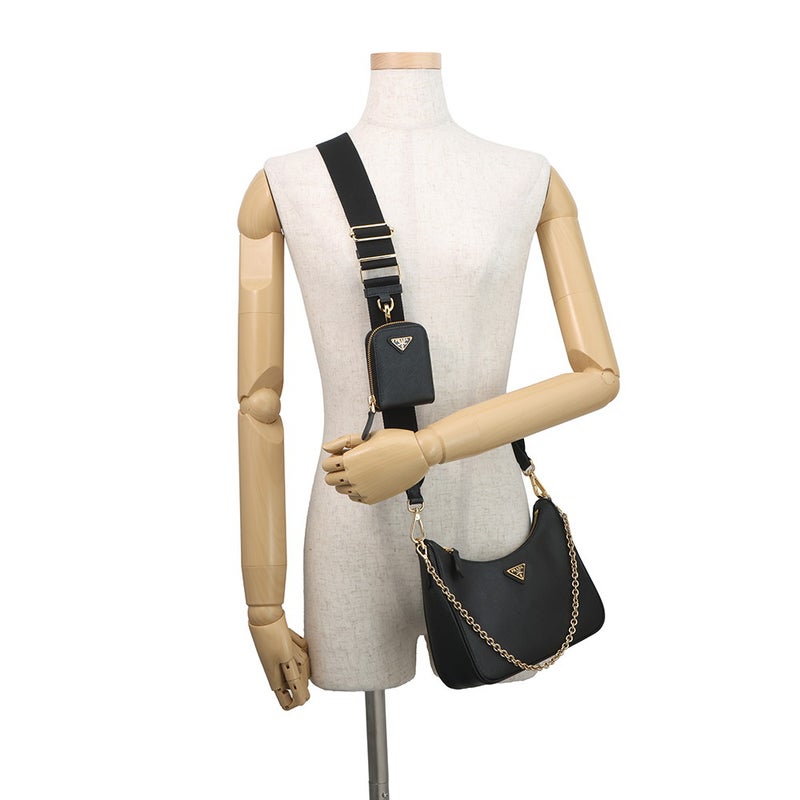 プラダ ショルダーバッグ Re-Edition 2005 サフィアーノレザー 1BH204 PRADA 2wayバッグ 黒