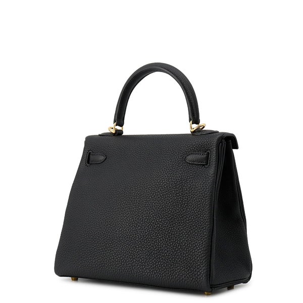 エルメス ハンドバッグ ケリー25 内縫い ブラック/ゴールド金具 トゴ W刻印 ２wayショルダー 黒