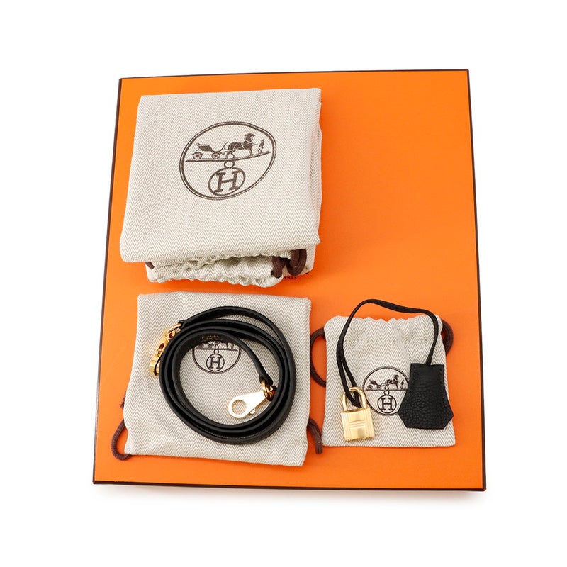 エルメス ハンドバッグ ケリー25 内縫い ブラック/ゴールド金具 トゴ W刻印 ２wayショルダー 黒