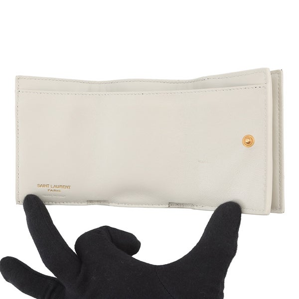 サンローランパリ 三つ折り財布 モノグラム オリガミ タイニーウォレット レザー 668274 SAINT LAURENT PARIS 財布 白