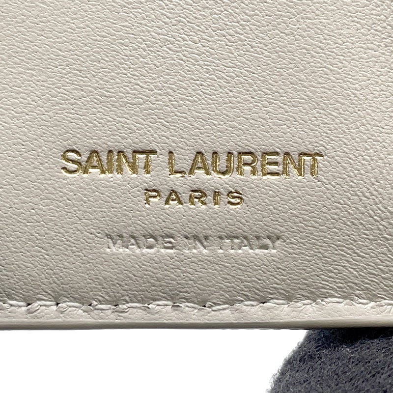 サンローランパリ 三つ折り財布 モノグラム オリガミ タイニーウォレット レザー 668274 SAINT LAURENT PARIS 財布 白