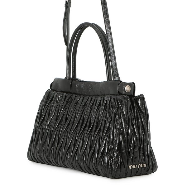 ミュウミュウ ハンドバッグ マテラッセ レザー 5BA202 Miu Miu 2wayショルダーバッグ 黒 アウトレット品