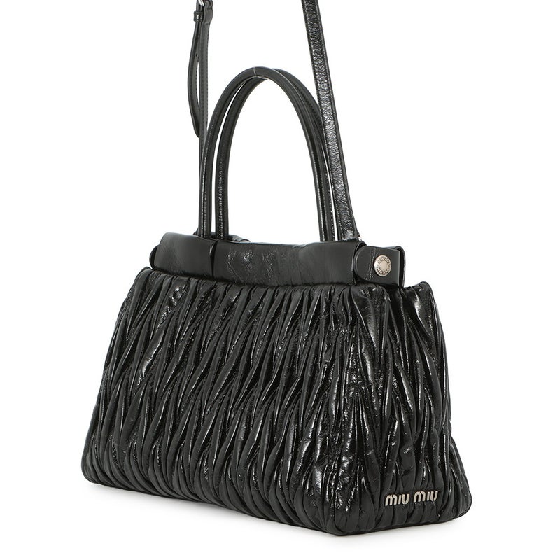 ミュウミュウ ハンドバッグ マテラッセ レザー 5BA202 Miu Miu 2wayショルダーバッグ 黒 アウトレット品