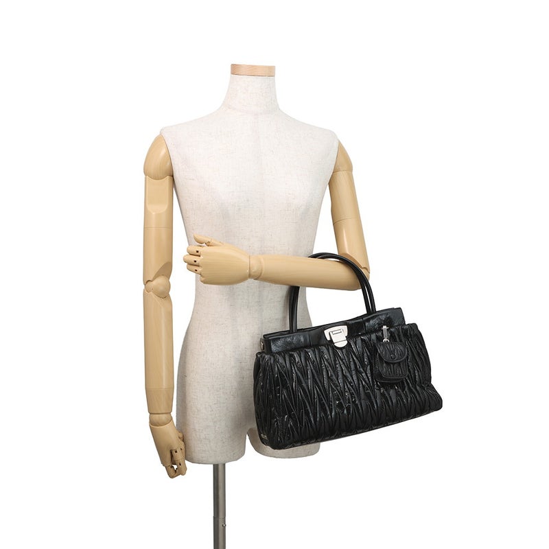 ミュウミュウ ハンドバッグ マテラッセ レザー 5BA202 Miu Miu 2wayショルダーバッグ 黒 アウトレット品