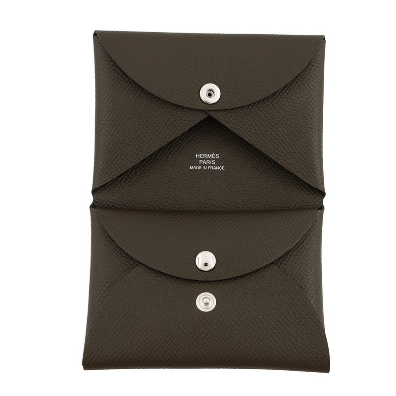 エルメス コインケース カルヴィ デュオ ヴェールロデン/シルバー金具 エプソン G刻印 財布