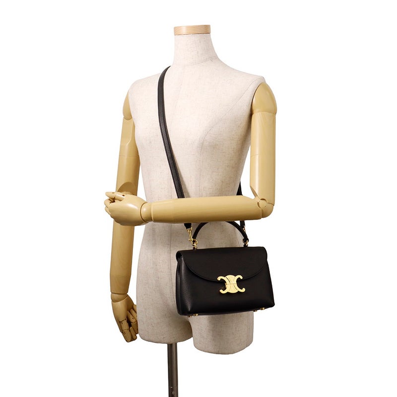 セリーヌ ハンドバッグ ティーン ニノ レザー 118113 CELINE 2wayショルダーバッグ 黒