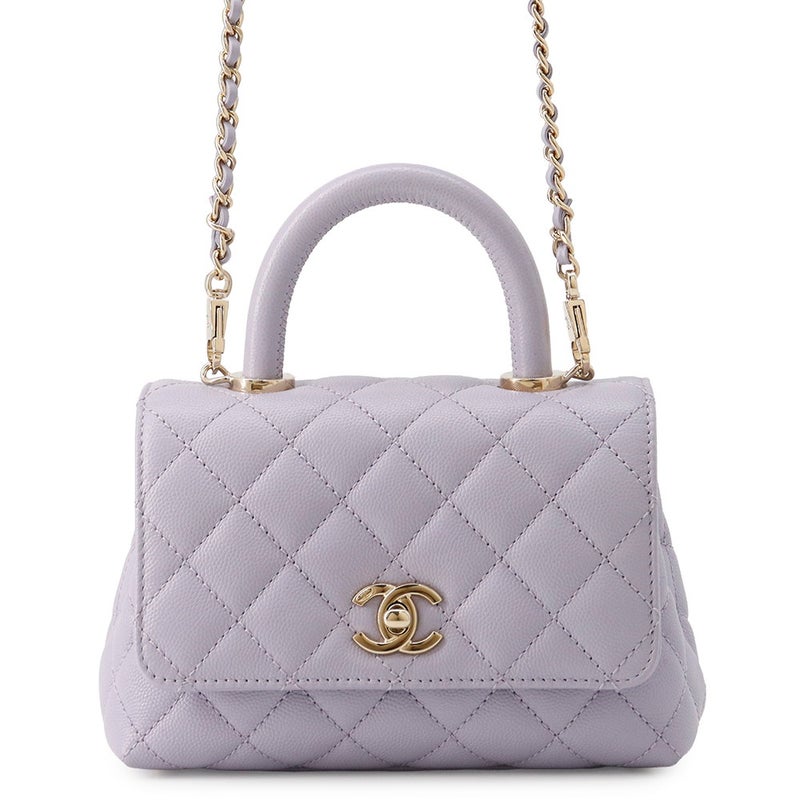 シャネル ハンドバッグ ココマーク ココハンドル ミニ フラップ キャビアスキン AS2215 CHANEL 2way