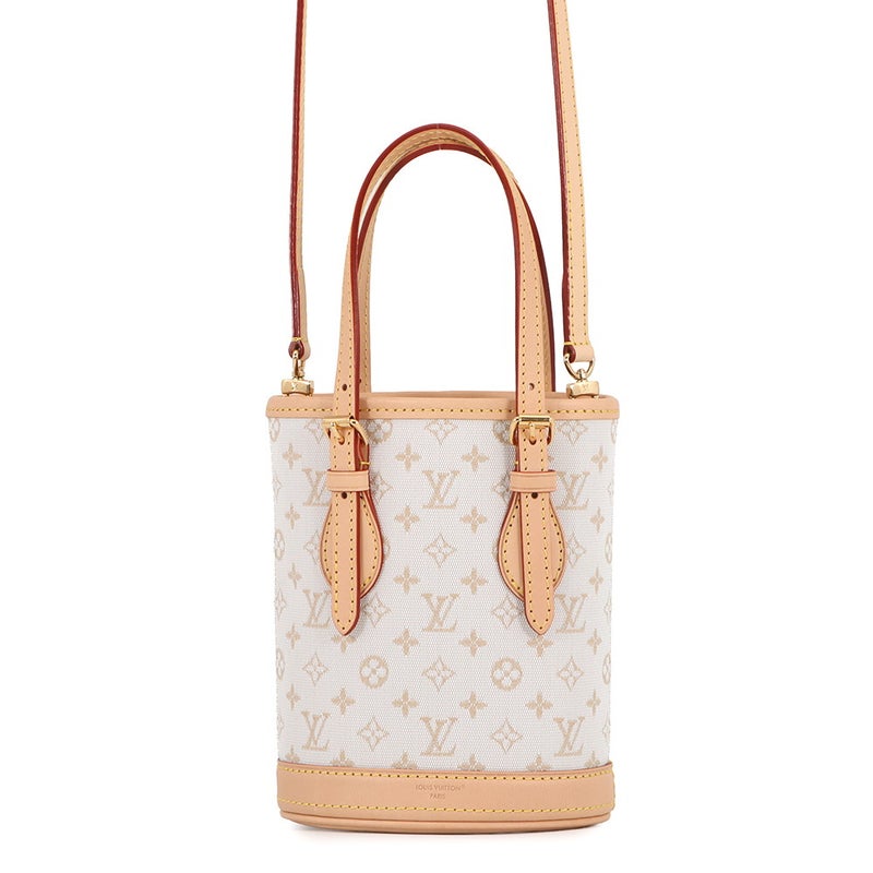 ルイヴィトン ハンドバッグ モノグラム・ミニ ナノ・バケットM12317 2wayショルダーバッグ 白