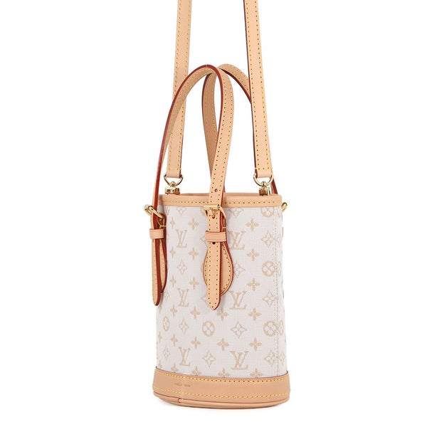 ルイヴィトン ハンドバッグ モノグラム・ミニ ナノ・バケットM12317 2wayショルダーバッグ 白