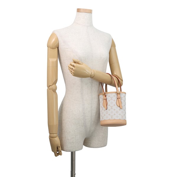 ルイヴィトン ハンドバッグ モノグラム・ミニ ナノ・バケットM12317 2wayショルダーバッグ 白