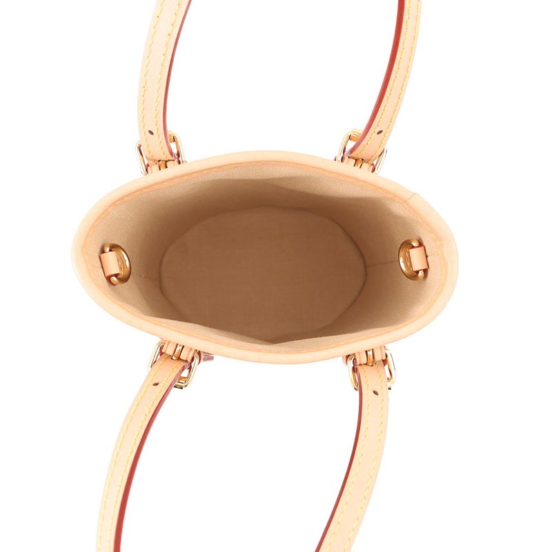 ルイヴィトン ハンドバッグ モノグラム・ミニ ナノ・バケットM12317 2wayショルダーバッグ 白